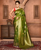 Olive Green Benarasi Khaddi Silk Saree